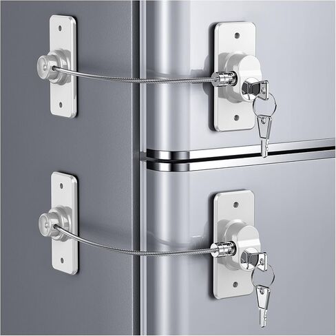 2 Pack Refrigerator Lock with Sticky Adhesive Pads, Child Proof Refrigerator/Fridge/Freezer Door Lock for Toddlers and Kids, Baby Safety Locks for RV Refrigerator, Cabinets and Drawers, Oven (Patent) in Saudi Arabia
