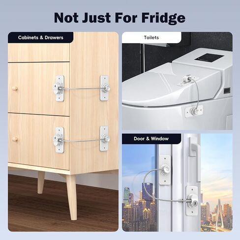 2 Pack Refrigerator Lock with Sticky Adhesive Pads, Child Proof Refrigerator/Fridge/Freezer Door Lock for Toddlers and Kids, Baby Safety Locks for RV Refrigerator, Cabinets and Drawers, Oven (Patent) in Saudi Arabia