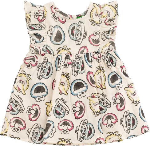Sesame Street Cotton Gauze Matching Family Outfits Dress & Romper & Shorts Set Newborn to Little Kid Sizes (Newborn - 7-8) in Saudi Arabia