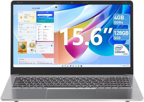 SGIN 15.6 Inch Laptops, Laptop Computer with 4GB RAM 128GB SSD, Expandable 1TB, Celeron Quad-Core Processor(Up to 2.6GHz), 5G WiFi, Type-C, Mini HDMI, Webcam, USB 3.2(Silver) in Kuwait