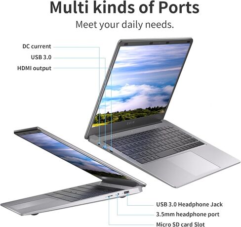 SGIN 15.6 Inch Laptops, Laptop Computer with 4GB RAM 128GB SSD, Expandable 1TB, Celeron Quad-Core Processor(Up to 2.6GHz), 5G WiFi, Type-C, Mini HDMI, Webcam, USB 3.2(Silver) in Kuwait