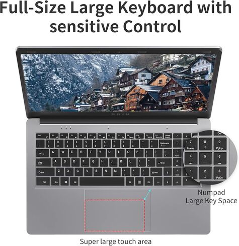 SGIN 15.6 Inch Laptops, Laptop Computer with 4GB RAM 128GB SSD, Expandable 1TB, Celeron Quad-Core Processor(Up to 2.6GHz), 5G WiFi, Type-C, Mini HDMI, Webcam, USB 3.2(Silver) in Kuwait