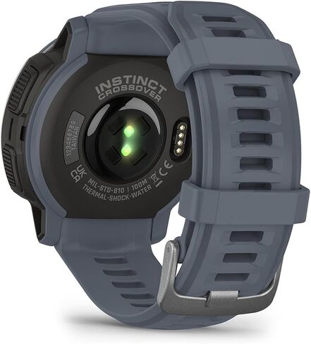 ساعة ذكية هجينة متينة من Garmin Instinct Crossover Solar (أزرق مدي) مع عقارب تناظرية وشاشة رقمية | صندوق هدايا مع واقيات الشاشة ومحول الحائط والحافظة الصلبة | متوافق مع الهاتف الذكي in Saudi Arabia