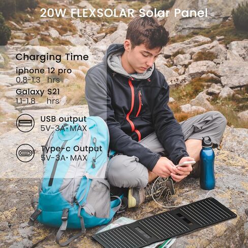 60W Foldable Solar Panel, Portable Solar Charger with USB-C PD3.0 / USB-A QC3.0 / DC 20-28V Port, IP67 Waterproof Solar Panel Kit for RV Camping Backpacking Compatible with Phone Tablet Power Station in Kuwait