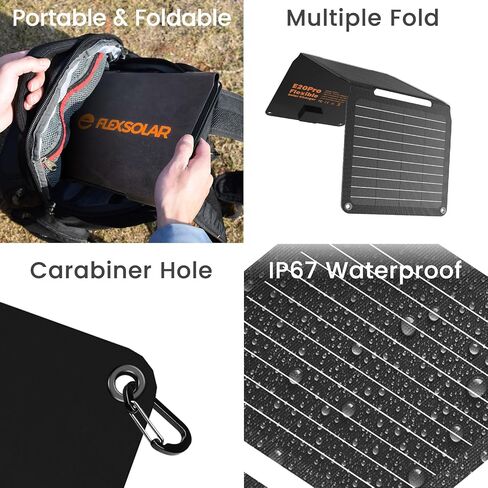 60W Foldable Solar Panel, Portable Solar Charger with USB-C PD3.0 / USB-A QC3.0 / DC 20-28V Port, IP67 Waterproof Solar Panel Kit for RV Camping Backpacking Compatible with Phone Tablet Power Station in Kuwait