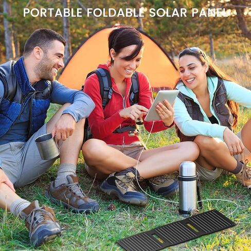 60W Foldable Solar Panel, Portable Solar Charger with USB-C PD3.0 / USB-A QC3.0 / DC 20-28V Port, IP67 Waterproof Solar Panel Kit for RV Camping Backpacking Compatible with Phone Tablet Power Station in Kuwait