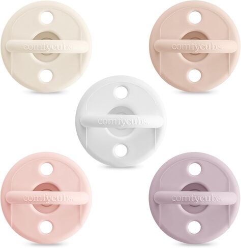 Comfy Cubs Baby Pacifier, 0+ Months - 5 Pack - Breast-Like, Soft Nipple Shape, CPSIA Compliant Girl Pack Newborn Pacifiers - 100% Food Grade Silicone Pacifiers, Newborn Essentials Baby Gifts in Kuwait
