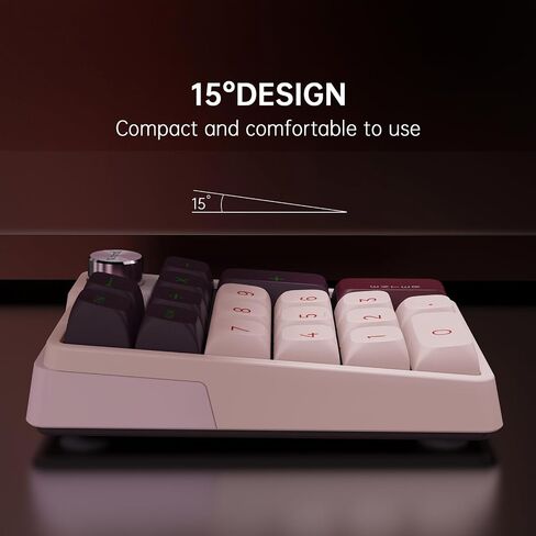 Mechanical Wireless Rechargeable Numeric Keypad, Gasket Bluetooth 5.0/2.4ghz/Wired Hot Swappable19 Keys Numpad, with Poron Foam, Aluminum Alloy Knob(Blue-White) in Kuwait