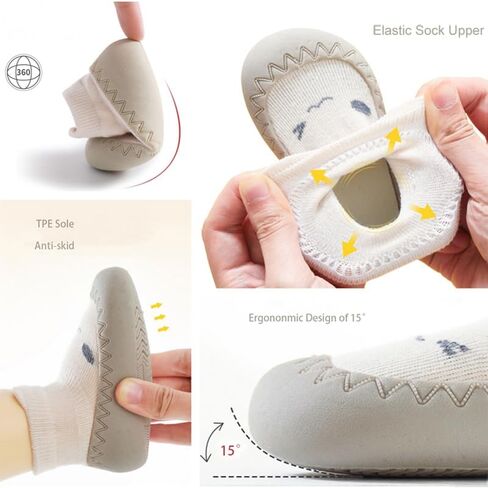 Toddler 2 Pairs Anti-Skid Socks Shoes Baby Boys Girls Rubber Sole Indoor First Walking Slippers in Kuwait