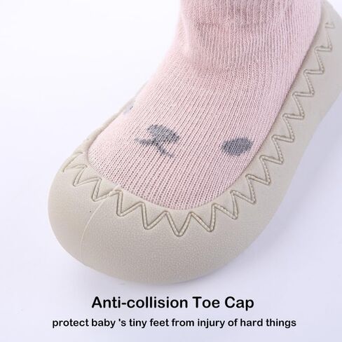 Toddler 2 Pairs Anti-Skid Socks Shoes Baby Boys Girls Rubber Sole Indoor First Walking Slippers in Kuwait