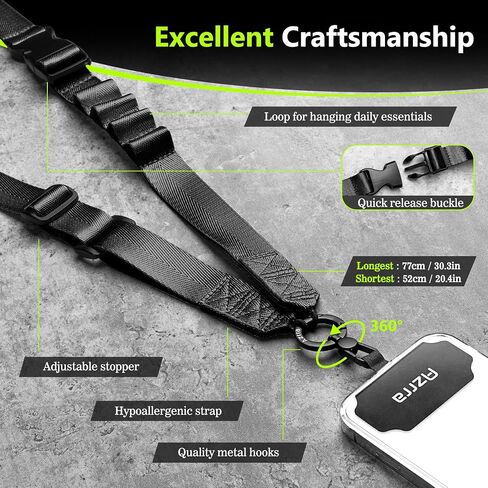 Azrra Adjustable Crossbody Cell Phone Lanyard for iPhone with Phone Tethers & Retractable ID Badge Card Holder (Bling Black) in Kuwait