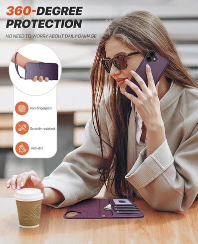 OCASE for iPhone 16 Pro Max Case Detachable Wallet Case with Card Holder, [2 in 1] PU Leather Flip Folio Case with RFID Blocking Stand Wrist Strap Shockproof Phone Cover 6.9 Inch 2024, Black in Kuwait