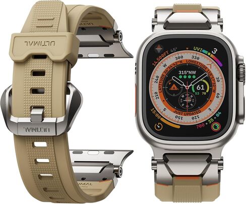 ULTIMAL for Apple Watch band Compatible with Apple Watch Strap Ultra2/Ultra 49mm Bands for Men Series 9/8/SE2/7/6/SE/5/4/3 45mm/44mm/42mm Sport Bands for iWatch Rugged Premium TPU & Metal in Saudi Arabia