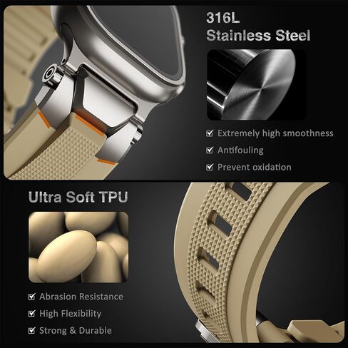 ULTIMAL for Apple Watch band Compatible with Apple Watch Strap Ultra2/Ultra 49mm Bands for Men Series 9/8/SE2/7/6/SE/5/4/3 45mm/44mm/42mm Sport Bands for iWatch Rugged Premium TPU & Metal in Saudi Arabia