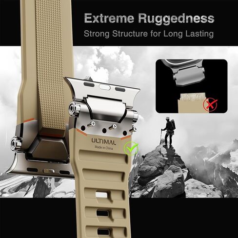 ULTIMAL for Apple Watch band Compatible with Apple Watch Strap Ultra2/Ultra 49mm Bands for Men Series 9/8/SE2/7/6/SE/5/4/3 45mm/44mm/42mm Sport Bands for iWatch Rugged Premium TPU & Metal in Saudi Arabia