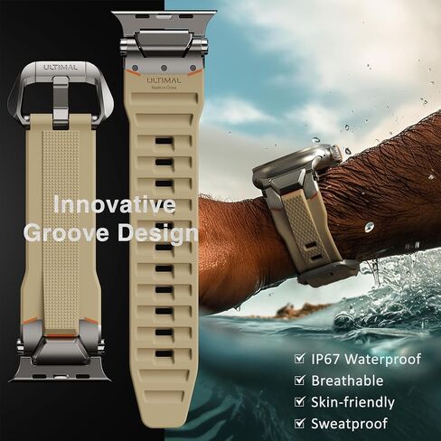 ULTIMAL for Apple Watch band Compatible with Apple Watch Strap Ultra2/Ultra 49mm Bands for Men Series 9/8/SE2/7/6/SE/5/4/3 45mm/44mm/42mm Sport Bands for iWatch Rugged Premium TPU & Metal in Saudi Arabia