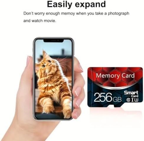 بطاقة ذاكرة SD عالية السرعة من الفئة 10 MicroSDXC - سعة 256 جيجابايت، متينة ومقاومة للصدمات، مثالية للكاميرات والهواتف والأجهزة اللوحية وألعاب PSP in Kuwait