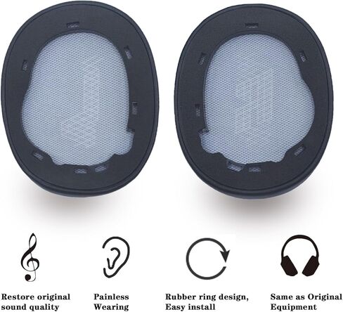 وسائد أذن بديلة لـ JBL Live 650 BTNC E65BTNC، وسائد أذن لسماعات الرأس متوافقة مع Duet NC/Live 660 BTNC، وسادات أذن لسماعات الرأس، وقطع إصلاح غطاء أكواب الأذن - أسود in Kuwait