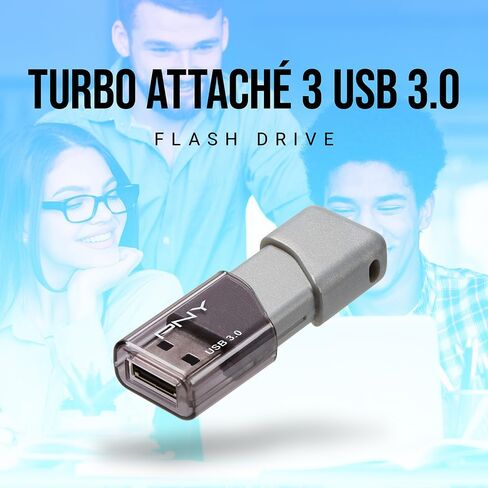 محرك أقراص فلاش PNY سعة 128 جيجابايت Turbo Attaché 3 USB 3.0 5 عبوات | قراءة تصل إلى 100 ميجابايت/ثانية، رمادي، خفيف الوزن، طوق منزلق، متين، تخزين ونقل البيانات in Kuwait