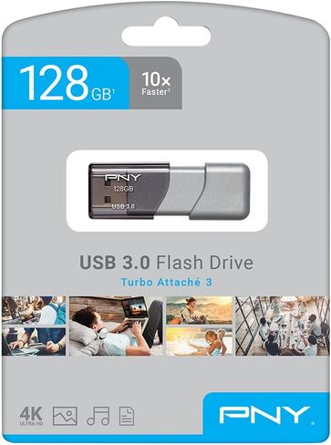 محرك فلاش PNY 512GB Turbo Attaché 3 USB 3.2، رمادي، P-FD512TBOP-GE، 100 ميجابايت/ثانية، متين خفيف الوزن - تخزين ونقل البيانات in Kuwait
