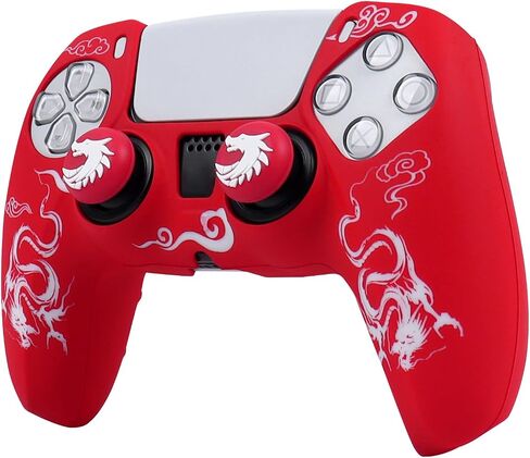 RALAN Dragon Controller Skin Silicone for PS5, Non-Slip Grip Cover Protector Compatible with PlayStation 5 Controllers with 2 Thumb Grip Caps in Saudi Arabia