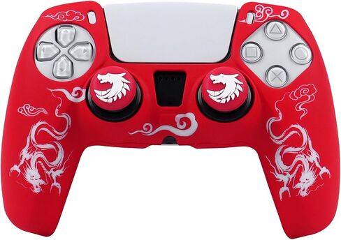 RALAN Dragon Controller Skin Silicone for PS5, Non-Slip Grip Cover Protector Compatible with PlayStation 5 Controllers with 2 Thumb Grip Caps in Saudi Arabia