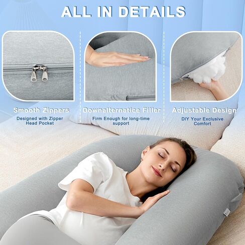 Pregnancy Pillows, U-Shape Maternity Pillow with Cotton Removable Cover, 57 Inch Pregnancy Pillows for Sleeping, Support for Back,Hip, Belly, Legs, Pink in Saudi Arabia