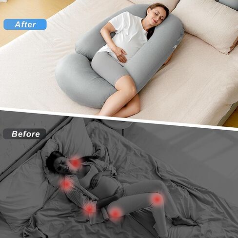 Pregnancy Pillows, U-Shape Maternity Pillow with Cotton Removable Cover, 57 Inch Pregnancy Pillows for Sleeping, Support for Back,Hip, Belly, Legs, Pink in Saudi Arabia