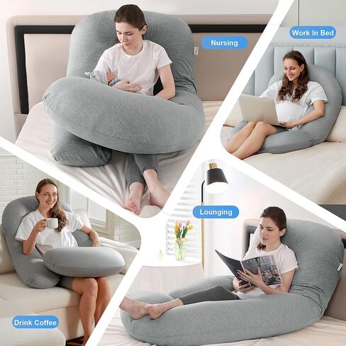 Pregnancy Pillows, U-Shape Maternity Pillow with Cotton Removable Cover, 57 Inch Pregnancy Pillows for Sleeping, Support for Back,Hip, Belly, Legs, Pink in Saudi Arabia