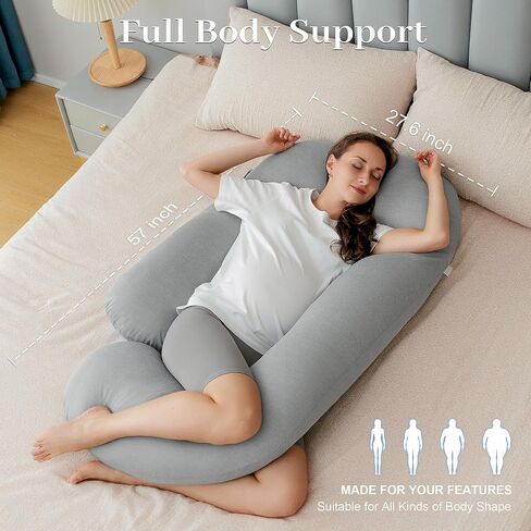 Pregnancy Pillows, U-Shape Maternity Pillow with Cotton Removable Cover, 57 Inch Pregnancy Pillows for Sleeping, Support for Back,Hip, Belly, Legs, Pink in Saudi Arabia