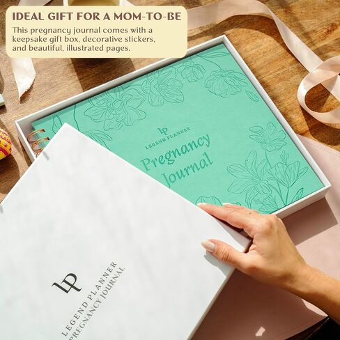 مجلة الحمل الأسطورية وكتاب الذاكرة - مجلة تذكارية لتوثيق ذكريات الحمل والأمهات لأول مرة - مخطط الطفل لتتبع الحمل - غلاف فني، 11.2 بوصة × 9.3 بوصة (أبيض) in Kuwait