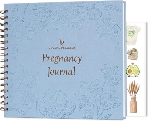 مجلة الحمل الأسطورية وكتاب الذاكرة - مجلة تذكارية لتوثيق ذكريات الحمل والأمهات لأول مرة - مخطط الطفل لتتبع الحمل - غلاف فني، 11.2 بوصة × 9.3 بوصة (أبيض) in Kuwait