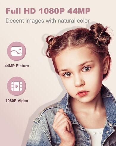 كاميرا رقمية، كاميرا FHD 1080P للأطفال، كاميرات رقمية بدقة 44 ميجابكسل مع بطاقة 32 جيجابايت، تكبير رقمي 16X، مضادة للاهتزاز، كاميرات صغيرة مدمجة للأولاد والبنات والمراهقين، أسود in Kuwait