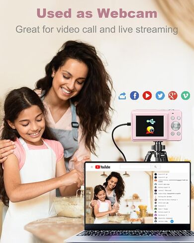 كاميرا رقمية، كاميرا FHD 1080P للأطفال، كاميرات رقمية بدقة 44 ميجابكسل مع بطاقة 32 جيجابايت، تكبير رقمي 16X، مضادة للاهتزاز، كاميرات صغيرة مدمجة للأولاد والبنات والمراهقين، أسود in Kuwait