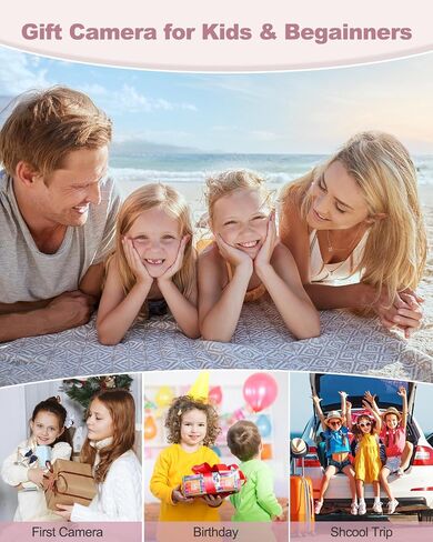 كاميرا رقمية، كاميرا FHD 1080P للأطفال، كاميرات رقمية بدقة 44 ميجابكسل مع بطاقة 32 جيجابايت، تكبير رقمي 16X، مضادة للاهتزاز، كاميرات صغيرة مدمجة للأولاد والبنات والمراهقين، أسود in Kuwait