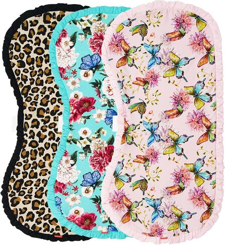 3 Pack Baby Bamboo Viscose Burp Cloth Set Waterproof Reversible Soft Absorbent Burping Rags with Snaps in Saudi Arabia
