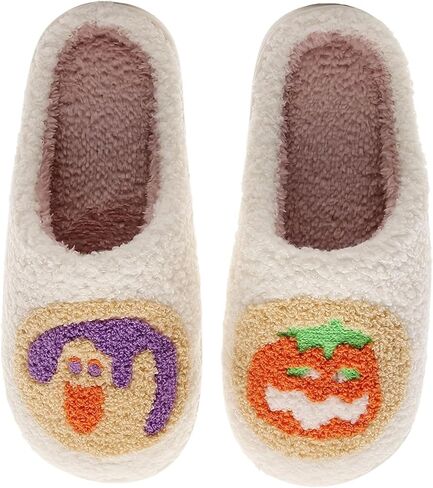 Womens Mens House Slippers Retro Comfy Warm Plush Slip on Fluffy Memory Foam Home Sippers for Winter Indoor Outdoor in Saudi Arabia