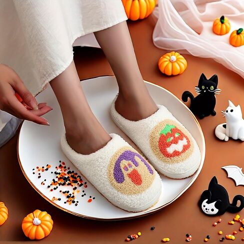 Womens Mens House Slippers Retro Comfy Warm Plush Slip on Fluffy Memory Foam Home Sippers for Winter Indoor Outdoor in Saudi Arabia