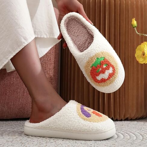 Womens Mens House Slippers Retro Comfy Warm Plush Slip on Fluffy Memory Foam Home Sippers for Winter Indoor Outdoor in Saudi Arabia