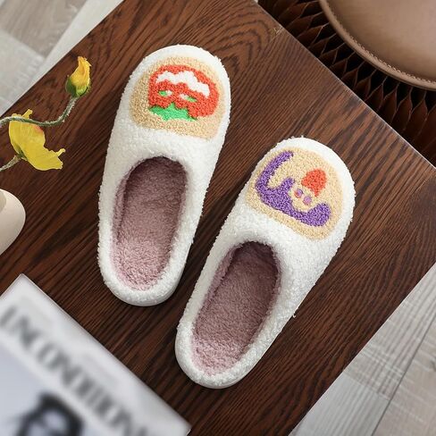 Womens Mens House Slippers Retro Comfy Warm Plush Slip on Fluffy Memory Foam Home Sippers for Winter Indoor Outdoor in Saudi Arabia