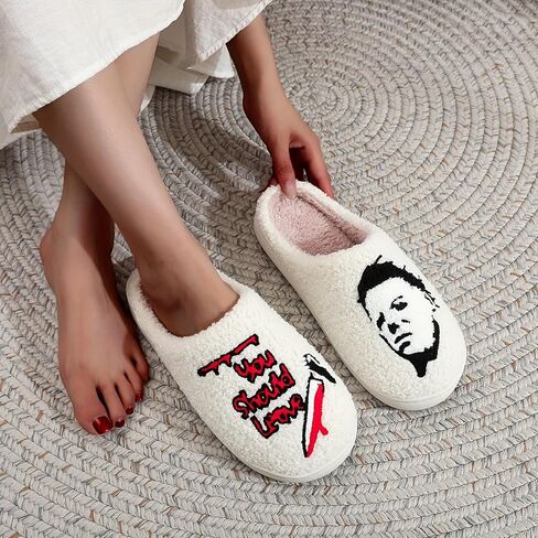 Womens Mens House Slippers Retro Comfy Warm Plush Slip on Fluffy Memory Foam Home Sippers for Winter Indoor Outdoor in Saudi Arabia