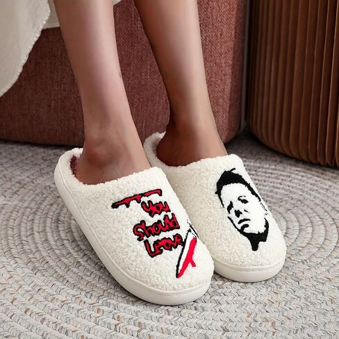 Womens Mens House Slippers Retro Comfy Warm Plush Slip on Fluffy Memory Foam Home Sippers for Winter Indoor Outdoor in Saudi Arabia