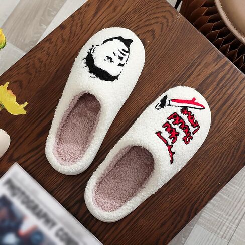 Womens Mens House Slippers Retro Comfy Warm Plush Slip on Fluffy Memory Foam Home Sippers for Winter Indoor Outdoor in Saudi Arabia