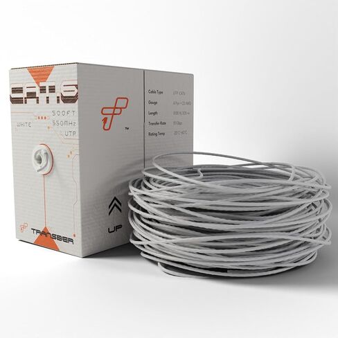 كابل إيثرنت CAT6 بطول 500 قدم UTP صلب يصل إلى 10 جيجابت في الثانية و550 ميجاهرتز 23AWG 4x2 زوج من شبكة الكابلات السائبة PoE++/4PPoE LAN سلك صندوق سحب سهل بطول 500 قدم (أزرق) in Kuwait