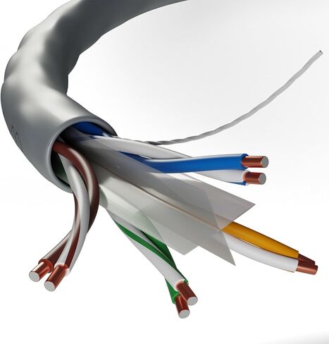 كابل إيثرنت CAT6 بطول 500 قدم UTP صلب يصل إلى 10 جيجابت في الثانية و550 ميجاهرتز 23AWG 4x2 زوج من شبكة الكابلات السائبة PoE++/4PPoE LAN سلك صندوق سحب سهل بطول 500 قدم (أزرق) in Kuwait