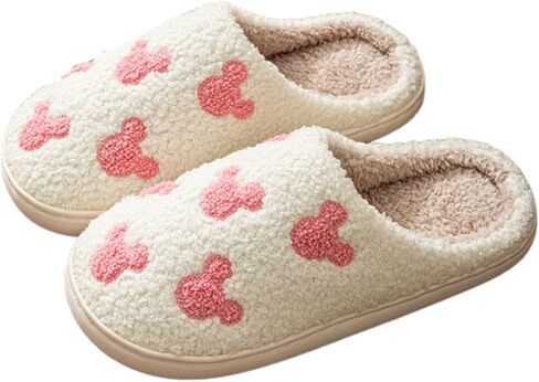 Womens Mens House Slippers Retro Comfy Warm Plush Slip on Fluffy Memory Foam Home Sippers for Winter Indoor Outdoor in Saudi Arabia