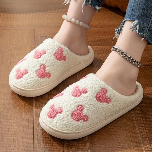 Womens Mens House Slippers Retro Comfy Warm Plush Slip on Fluffy Memory Foam Home Sippers for Winter Indoor Outdoor in Saudi Arabia