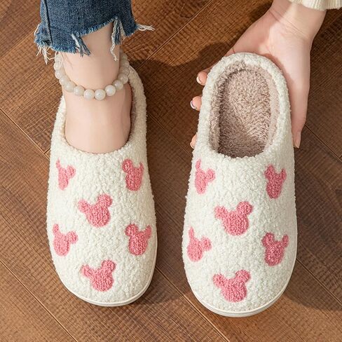 Womens Mens House Slippers Retro Comfy Warm Plush Slip on Fluffy Memory Foam Home Sippers for Winter Indoor Outdoor in Saudi Arabia