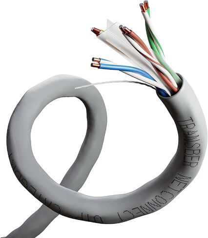 كابل إيثرنت CAT6 بطول 500 قدم UTP صلب يصل إلى 10 جيجابت في الثانية و550 ميجاهرتز 23AWG 4x2 زوج من شبكة الكابلات السائبة PoE++/4PPoE LAN سلك صندوق سحب سهل بطول 500 قدم (أزرق) in Kuwait
