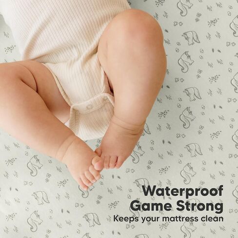 2-Pack Pack and Play Sheets, Waterproof Mini Crib Sheets Fitted - Organic Cotton Pack N Play Sheets for Graco Pack and Play Mattress, Playard Baby Crib Sheets, Neutral for Boy,Girl,Toddler (KeaSafari) in Kuwait